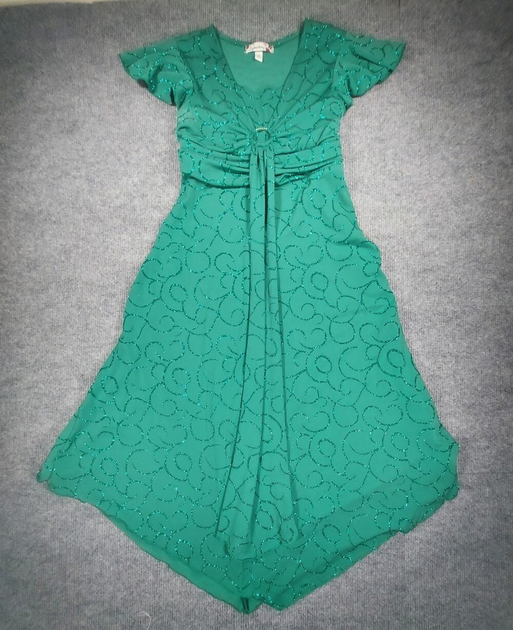 Vtg Y2K Speechless Green Glitter Swirl Whimsigoth Fairycore Handkerchief Holiday